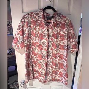 Daniel Cremieux Red and Cream Paisley Short-Sleeve Button-Down Shirt